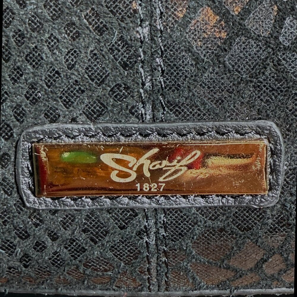 Sharif Suede & Leather Python Embossed Patchwork Gold Tiger Head Shoulder Bag - Picture 5 of 16